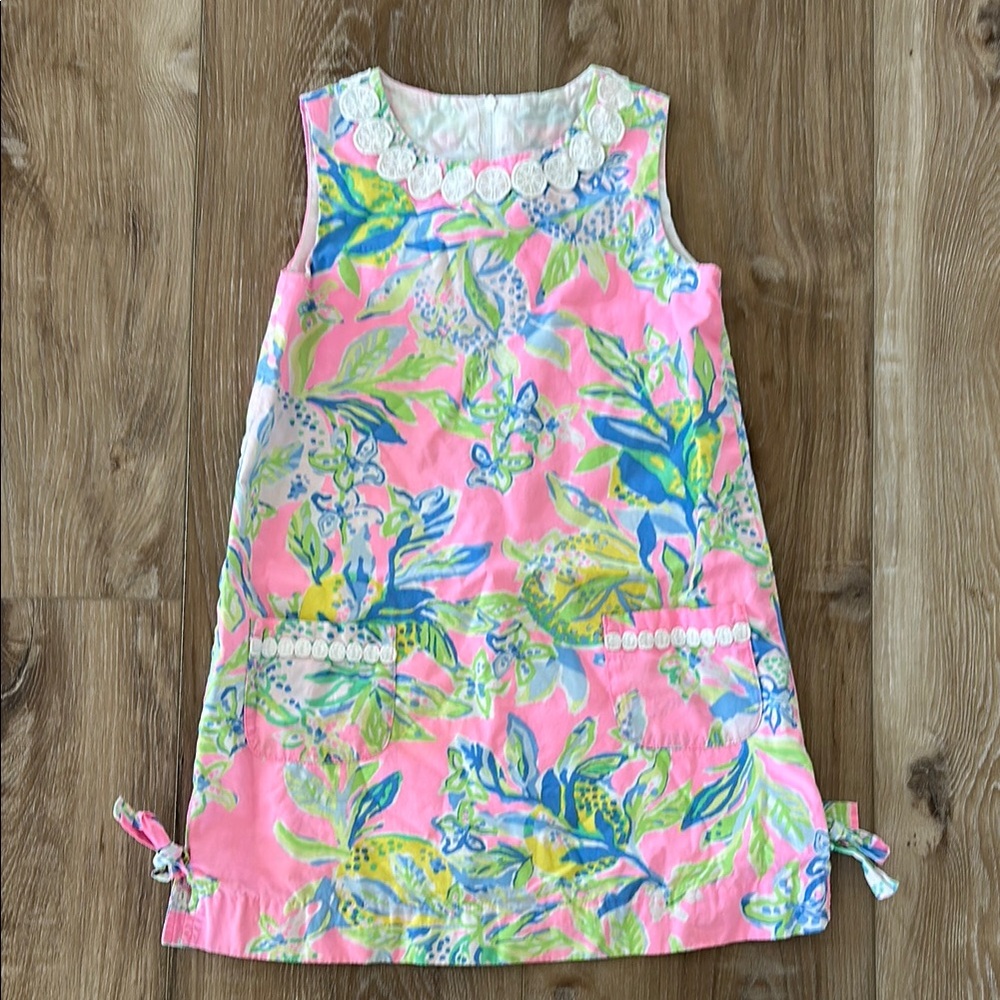 Pink Floral Sleeveless Dress with Lace Details